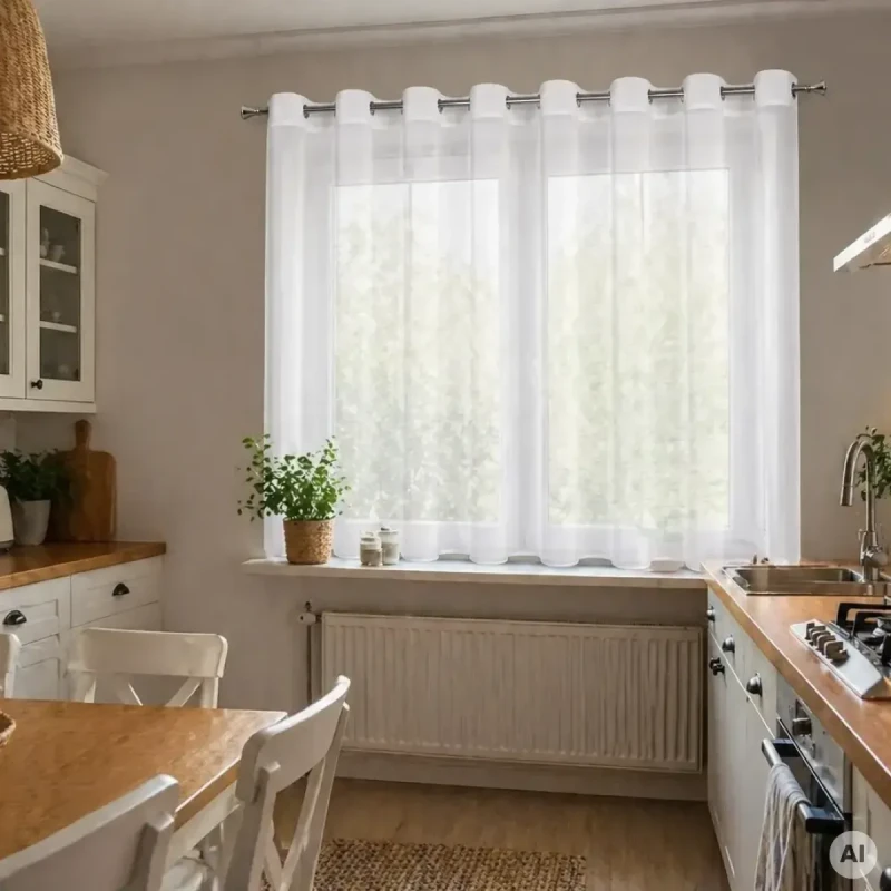 Firana gotowa na przelotkach biała 350x150 cm wizualizacja aranżacyjna.webp