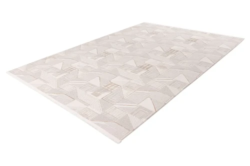 Rzut z ukosa nowoczesnego dywanu 3d Lalee Pierre Cardin Jardin JAR 701 beżowo-szarego
