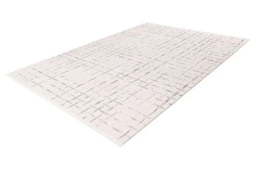 Rzut z ukosa geometrycznego dywanu 3d Lalee Pierre Cardin Jardin JAR 706 szaro-kremowego
