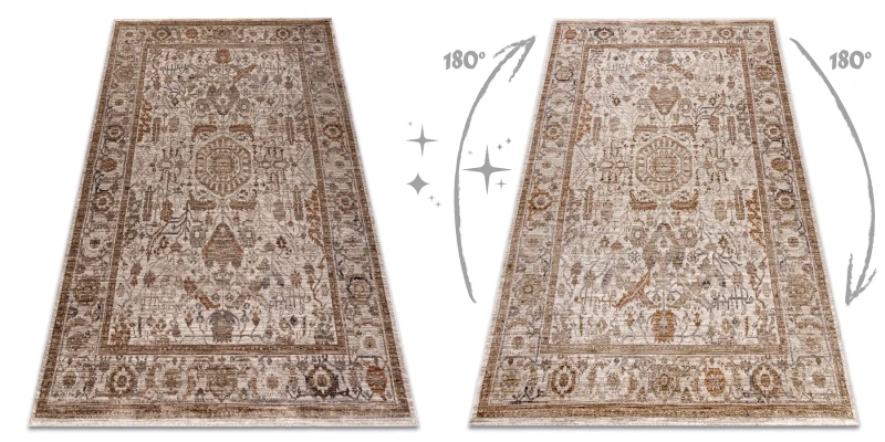Dywan vintage Laris 736 Ramka krem/beż błyszcząca strona