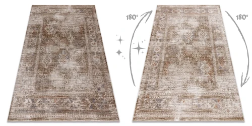 Dywan vintage Laris 734 Ramka beż/zielony błyszcząca strona
