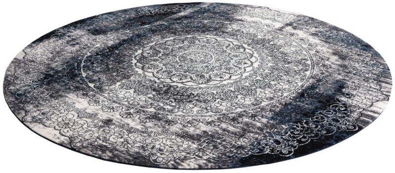 Dywan wełniany okrągły Agnella Agnus Currus czarny - zdjęcie pod kątem
