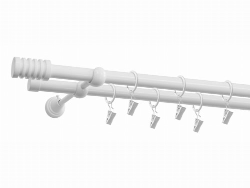 Karnisz Porto podwójny 19/19 mm firmy Gardinia w kolorze białym