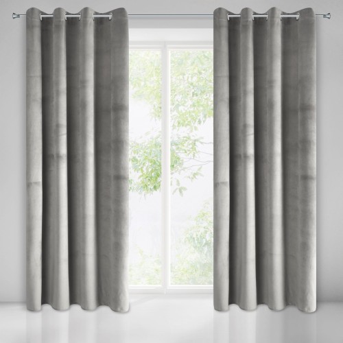 Zasłona gotowa zaciemniająca PIERRE VELVET na przelotkach srebrny_dywanywitek_pl_2