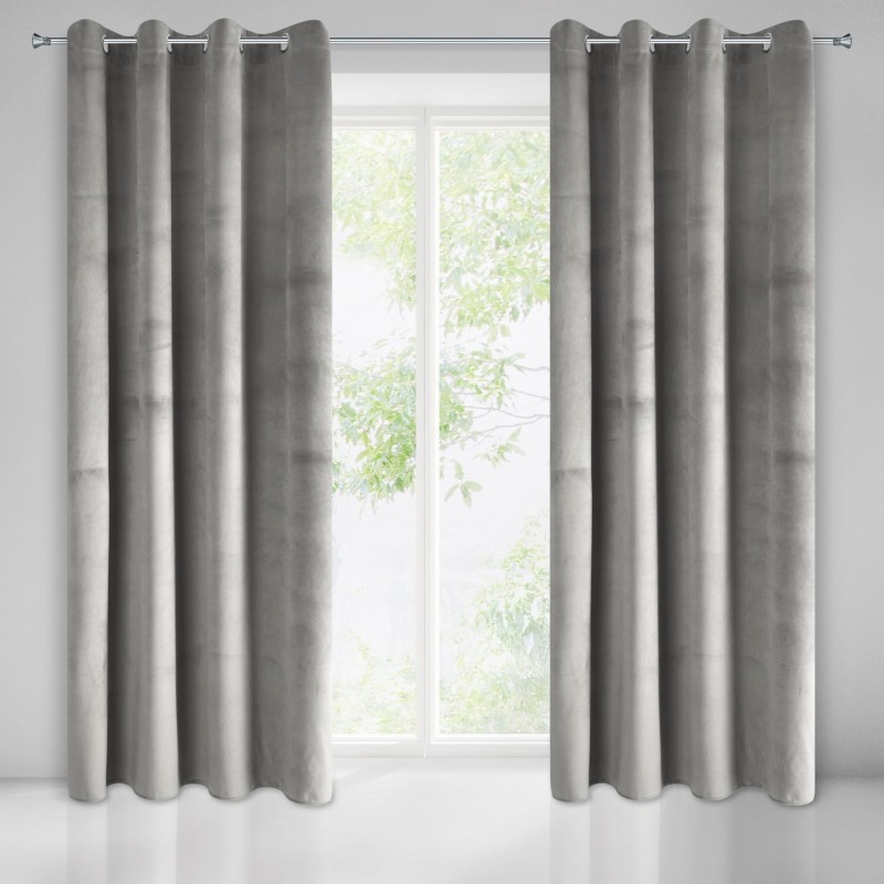 Zasłona gotowa zaciemniająca PIERRE VELVET na przelotkach srebrny_dywanywitek_pl_2