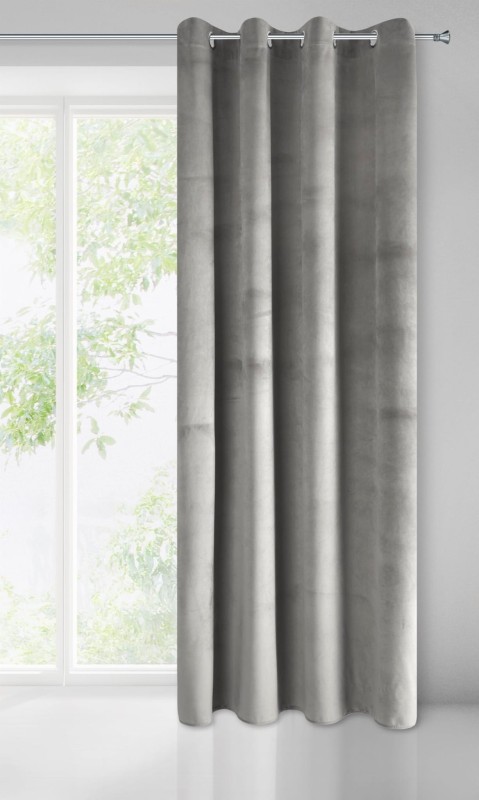 Zasłona gotowa zaciemniająca PIERRE VELVET na przelotkach srebrny_dywanywitek_pl_3