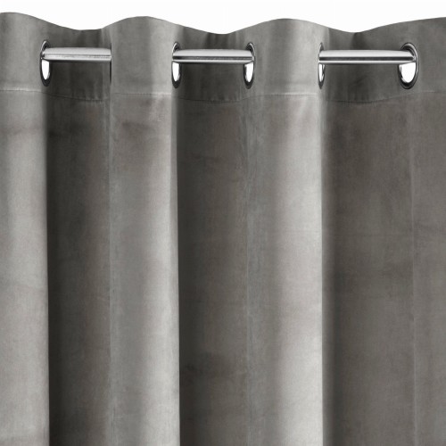 Zasłona gotowa zaciemniająca PIERRE VELVET na przelotkach srebrny_dywanywitek_pl_4