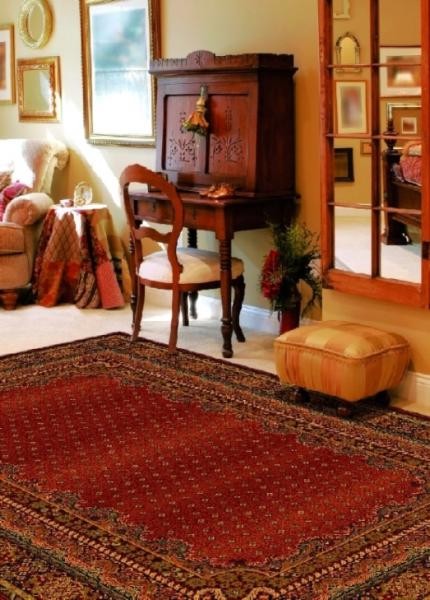 Dywan wełniany Dywilan Polonia Baron burgund 2 w salonie