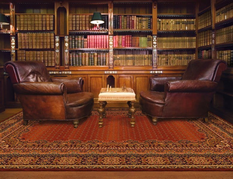 Dywan wełniany Dywilan Polonia Baron burgund 2 w bibliotece