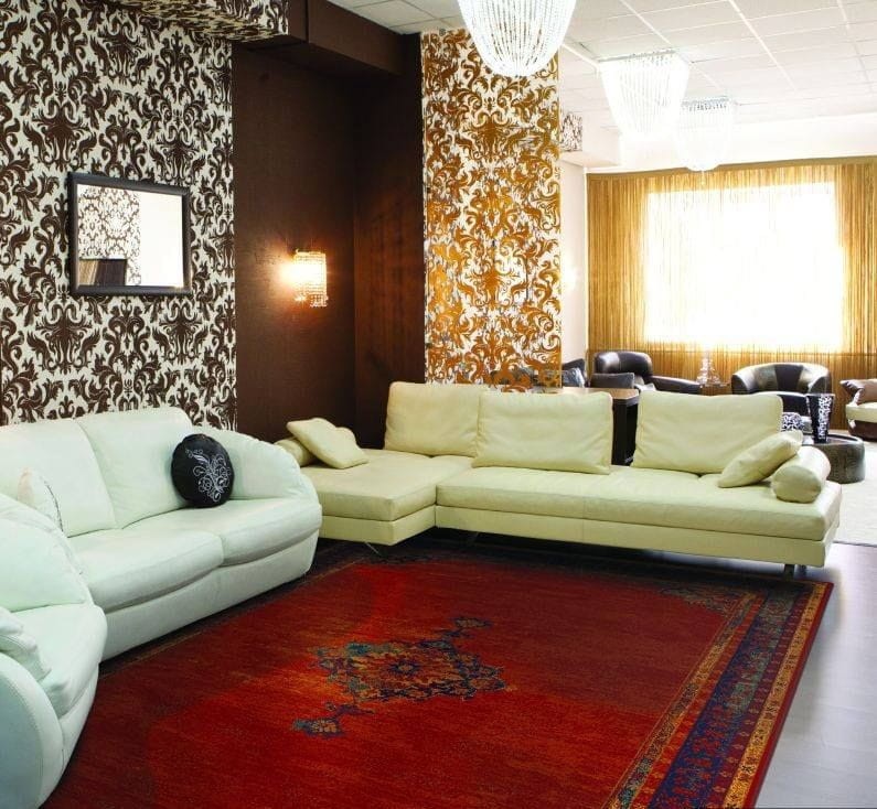 Dywan wełniany Dywilan Polonia Samarkand rubin aranżacja