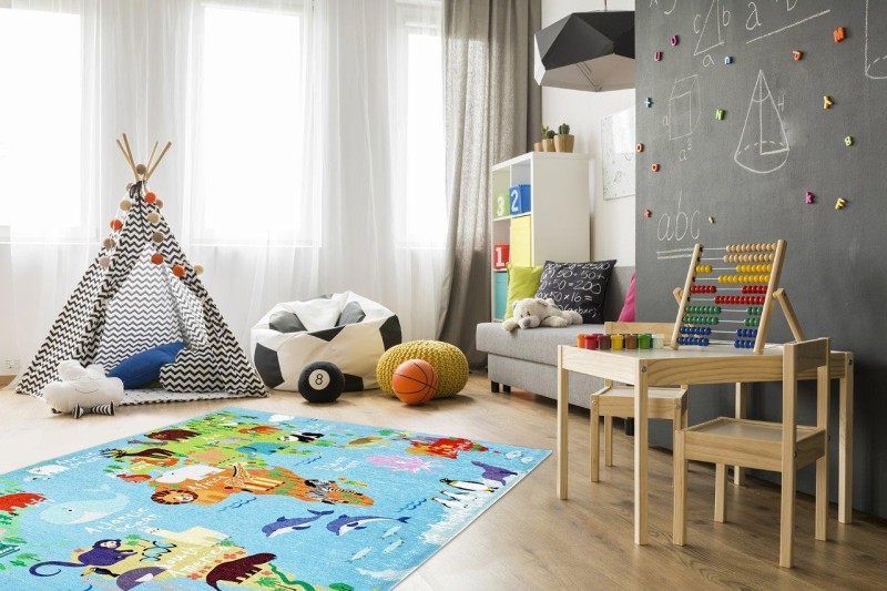 Dywan Obsession Torino Kids TOK233 world map w pokoju