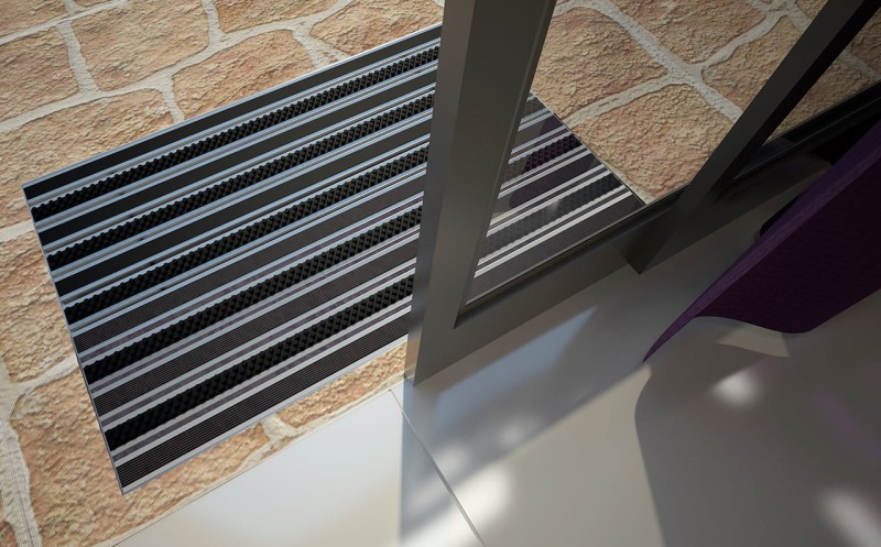 Wycieraczka systemowa Alumata BETA/GAMMA - zdjęcie wycieraczki pod drzwiami tarasowymi