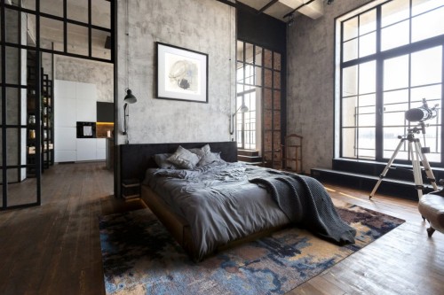 Dywan Carpet Decor Magic Home abstrakcja Marmara palette beżowo-niebieski w sypialni