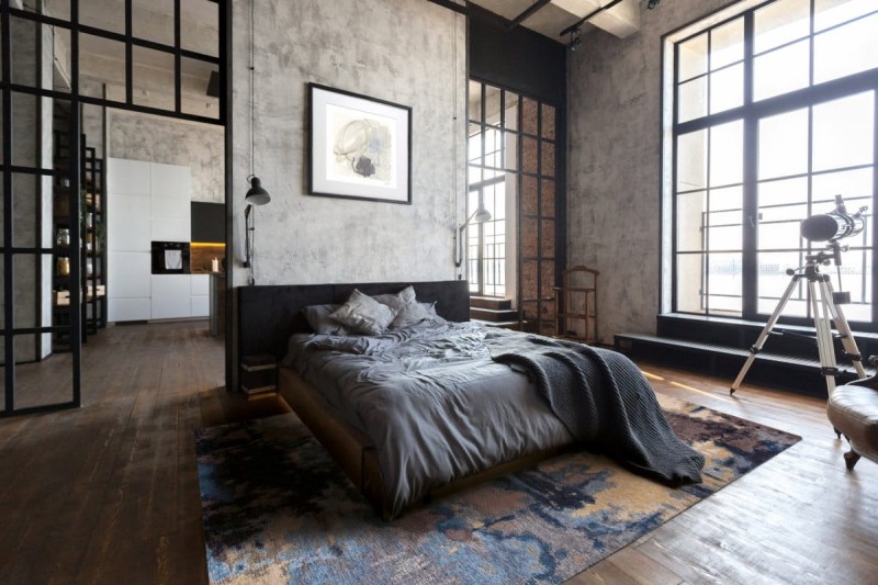 Dywan Carpet Decor Magic Home abstrakcja Marmara palette beżowo-niebieski w sypialni