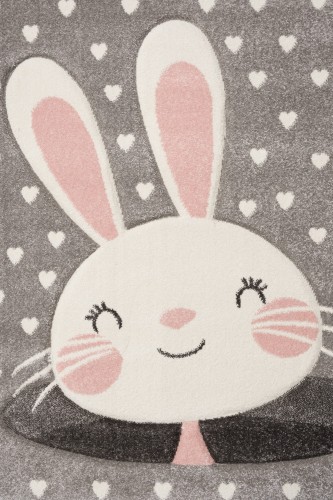 Detal dywanu dla dzieci zajączek Smart Kids 22721 szaro-różowego