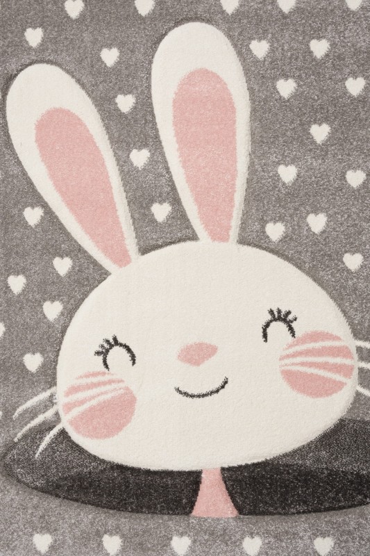 Detal dywanu dla dzieci zajączek Smart Kids 22721 szaro-różowego