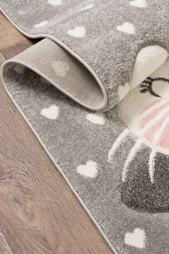 Brzeg dywanu dla dzieci zajączek Smart Kids 22721 szaro-różowego