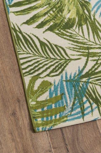 Dywan wzór roślinny Jungle Liście 07 na drewnianej podłodze