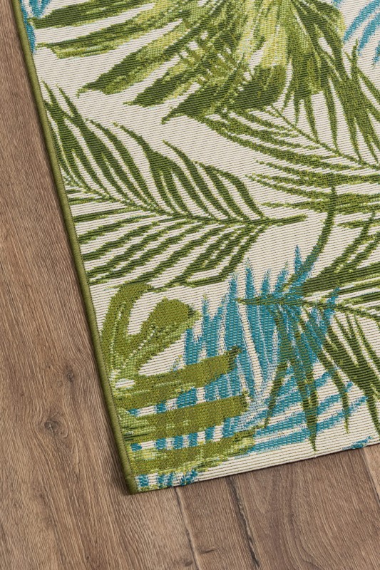 Dywan wzór roślinny Jungle Liście 07 na drewnianej podłodze