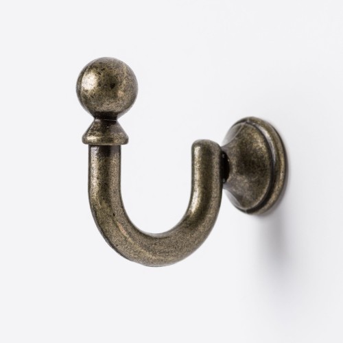 Haczyk do zasłon i firan mosiądz antyk