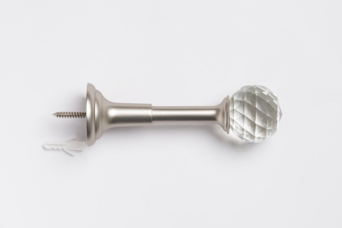 Uchwyt do zasłon Gałka Crystal srebrny mat/kryształ