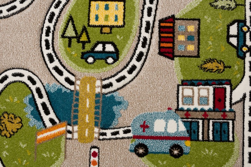 Dywan dla dzieci Smart Kids 22919 beżowy Uliczki Drogi - runo