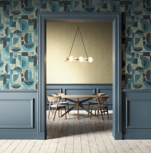 Wejście do jadalni z tapetą ścienną Khroma Orbital ORB203