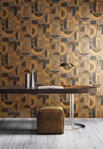 Stół w salonie na tle tapety Khroma Orbital ORB206