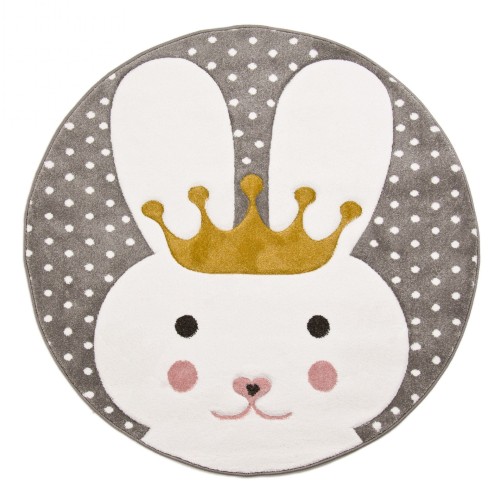 Dywan dla dzieci Petit BUNNY szary koło _dywanywitek_pl_