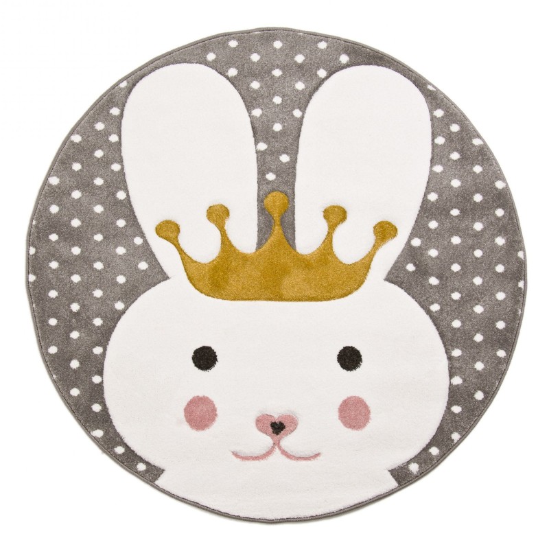 Dywan dla dzieci Petit BUNNY szary koło _dywanywitek_pl_