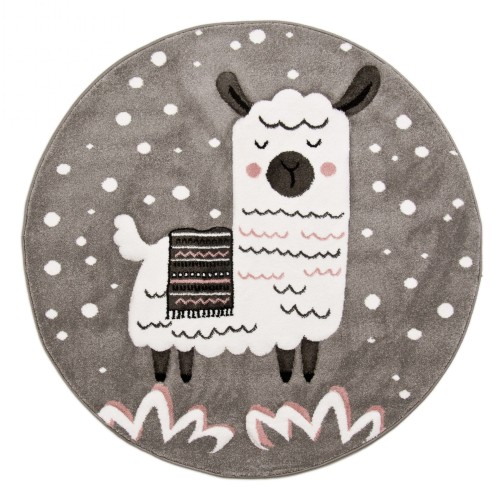 Dywan dla dzieci Petit LAMA szary koło _dywanywitek_pl_