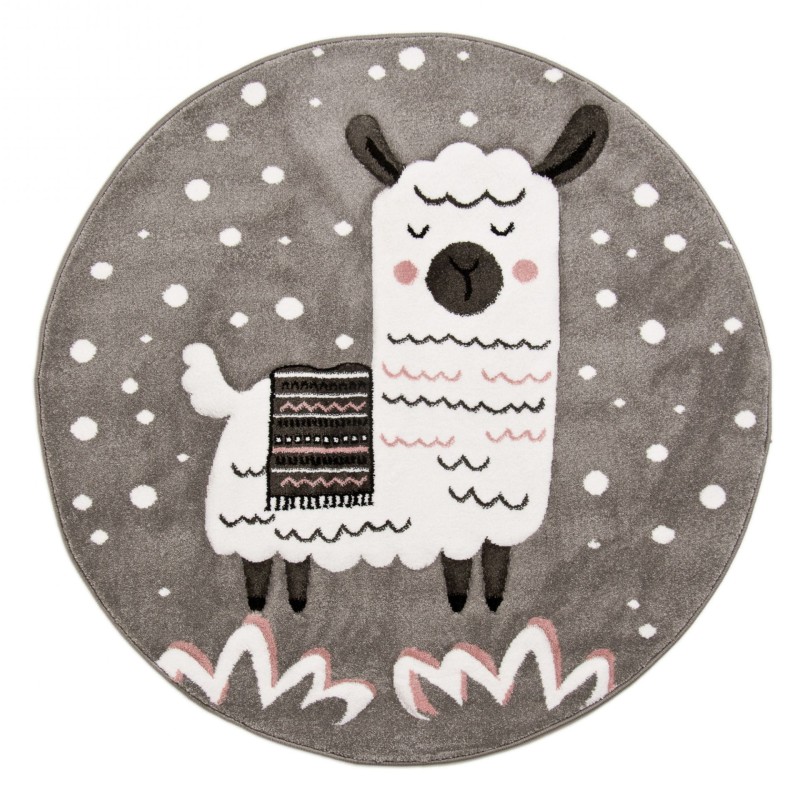 Dywan dla dzieci Petit LAMA szary koło _dywanywitek_pl_