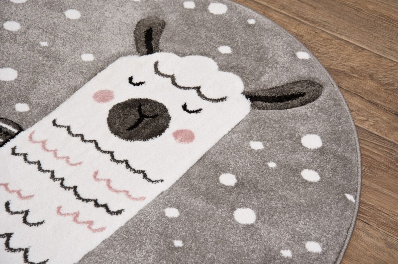 Dywan dla dzieci Petit LAMA szary koło _dywanywitek_pl_3