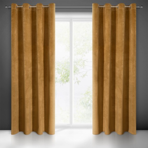 Miodowa zasłona gotowa na przelotkach Villa 140x250 cm