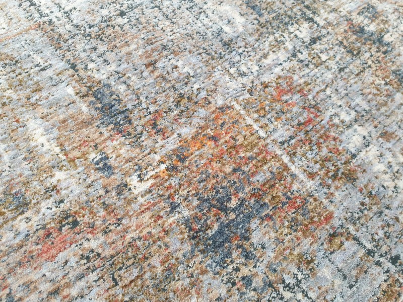 Zbliżenie runa dywanu wzór przecierany Kentucky 560 niebiesko-brązowy