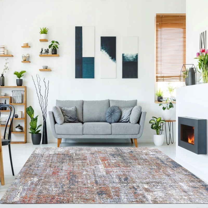 Dywan nowoczesny Kentucky 560 niebiesko-brązowy w salonieDywan nowoczesny Kentucky 560 niebiesko-brązowy