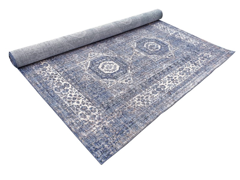 Dywan tradycyjny vitage Kentucky 509 niebieski zwinięty w rulon