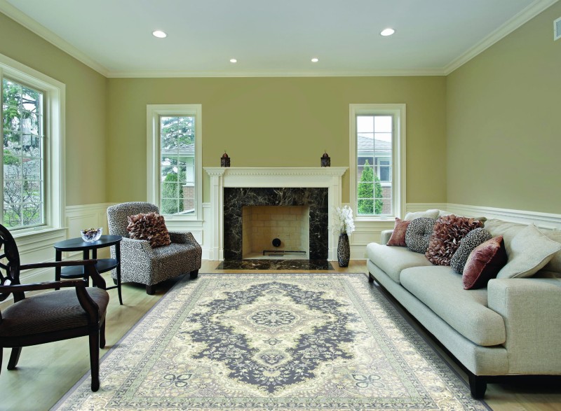 Dywan wełniany klasyczny Agnella Isfahan Almas antracytowy aranżacja