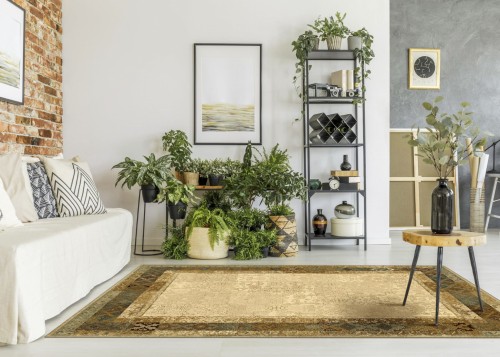 Dywan wełniany Dywilan Omega Lumena kamel 2  w salonie