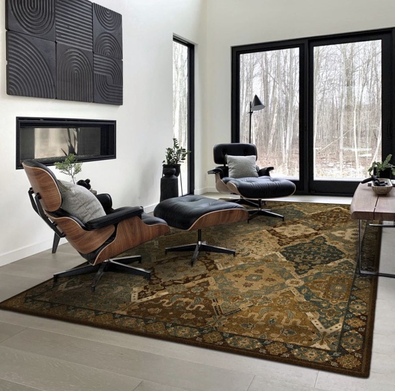 Dywan wełniany Dywilan Omega Torino koniak 2 w salonie