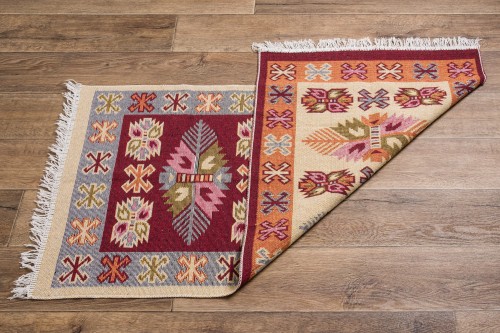 Dywan KILIM liście bordo dwustronny _dywanywitek_pl_4