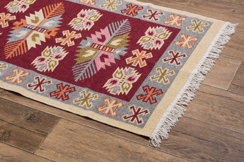 Dywan KILIM liście bordo dwustronny _dywanywitek_pl_6
