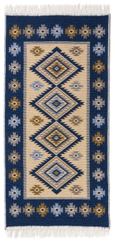 Dywan KILIM romby niebieski dwustronny _dywanywitek_pl_2