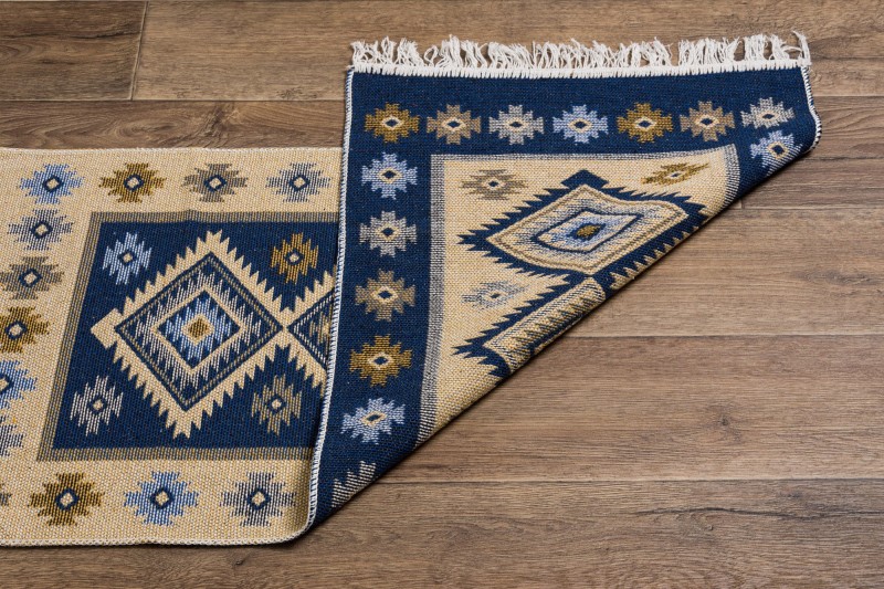 Dywan KILIM romby niebieski dwustronny _dywanywitek_pl_4