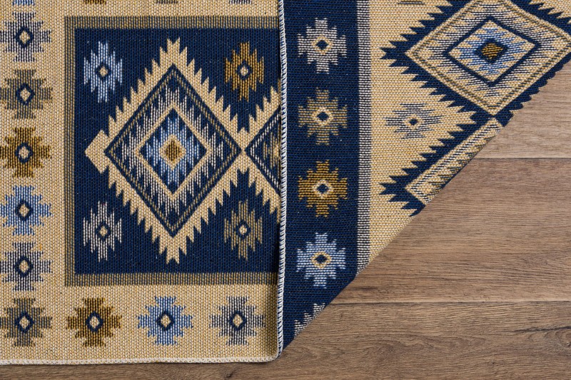 Dywan KILIM romby niebieski dwustronny _dywanywitek_pl_5