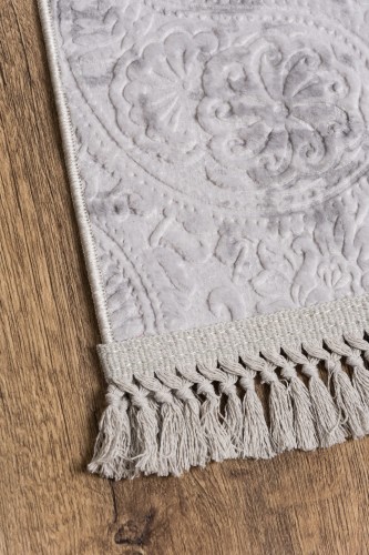 Wykończenie frędzlami dywanu nowoczesnego Avangarde jasno szarego