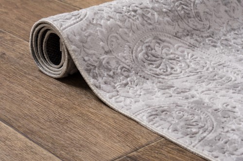 Dywan nowoczesny Avangarde jasny szary zwinięty w rulon