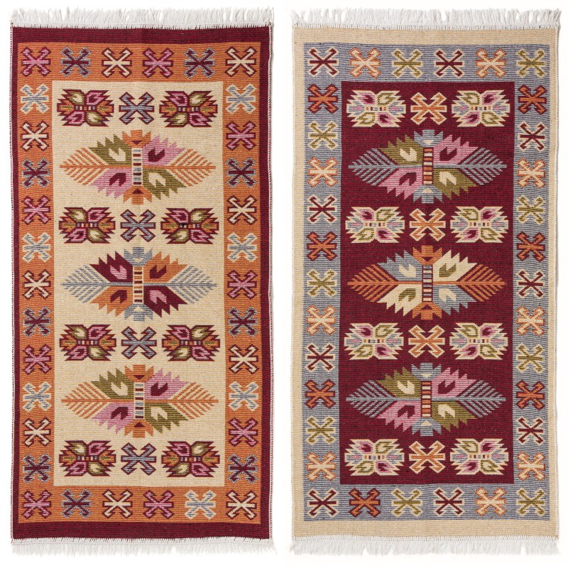 Dywan-kilim-liście-bordo-dwustronny-dywanywitek_pl