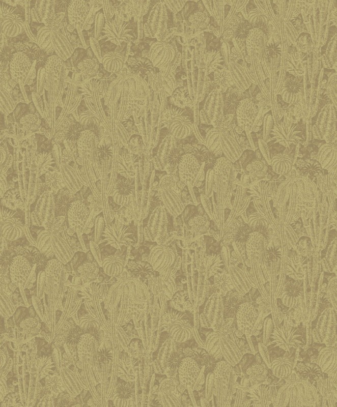 Tapeta oliwkowa złote kaktusy Khroma Havana HAV203 Cactus Moss