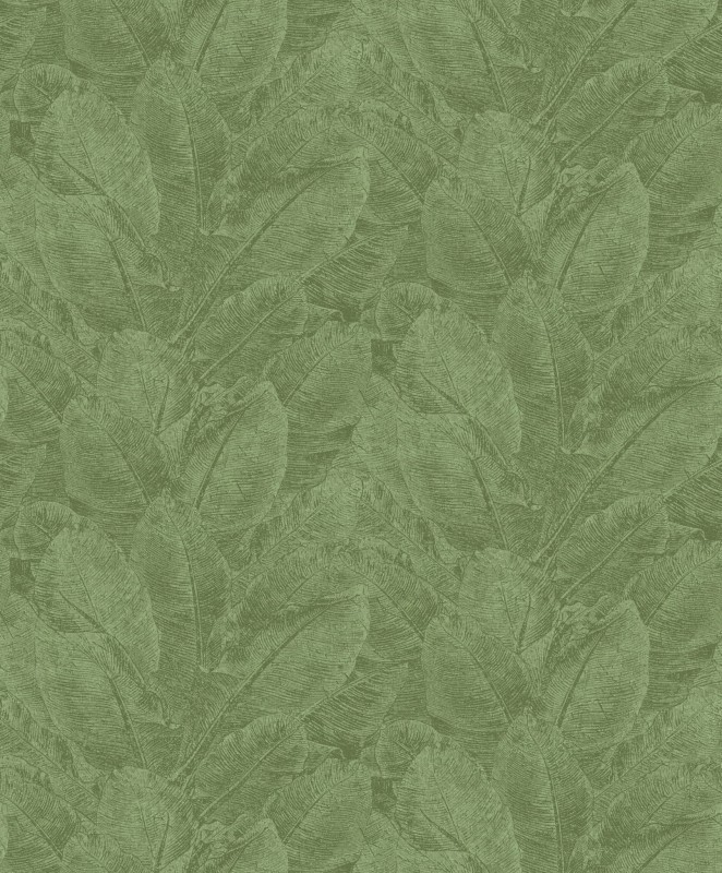 Tapeta zielona w liście bananowca Khroma Havana HAV302 Juan Iguana